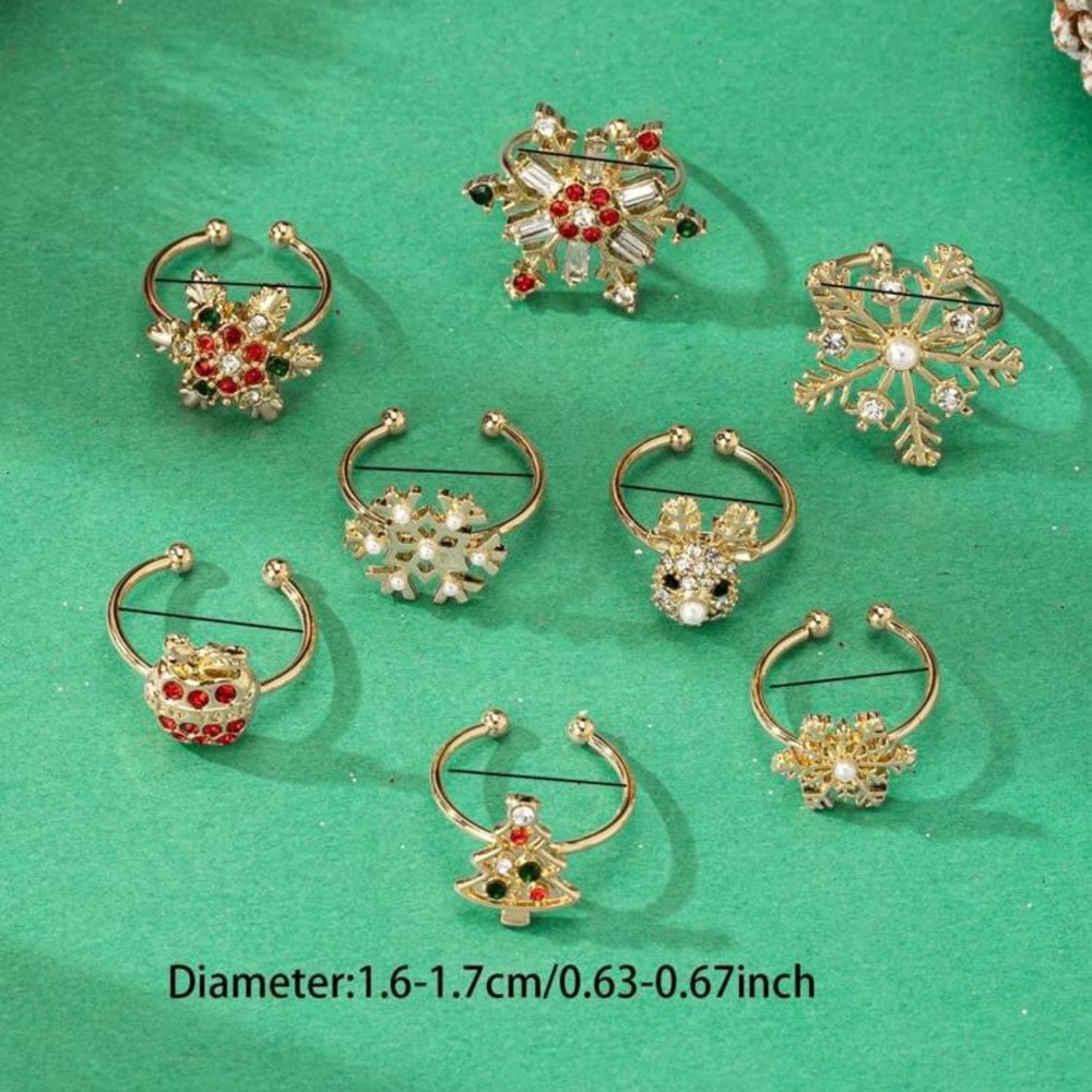 8 Pcs Boho Stackable Christmas Rings Set - - Picture 3 of 3